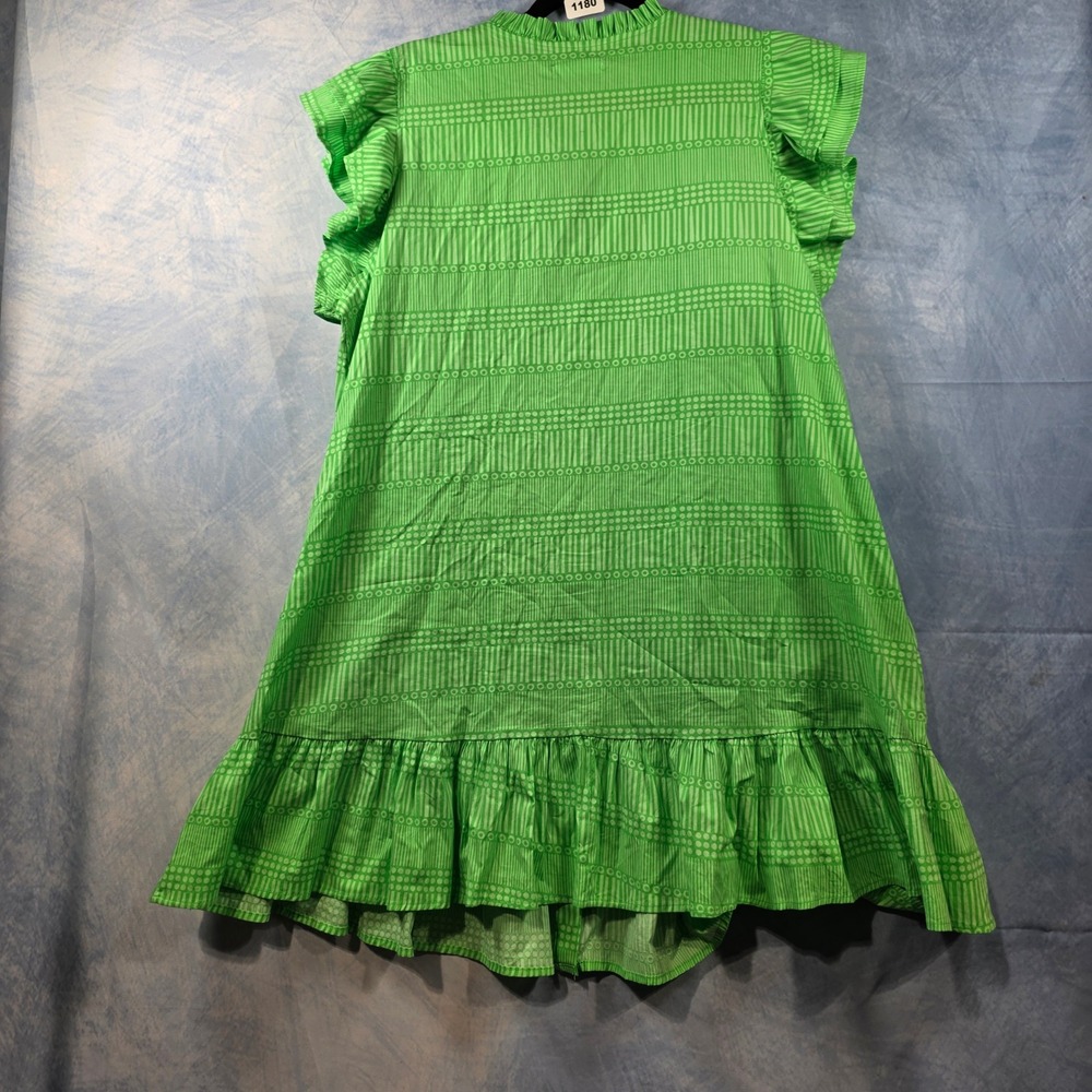 Green Ruffle-Trim Mini Dress - Picture 7 of 8